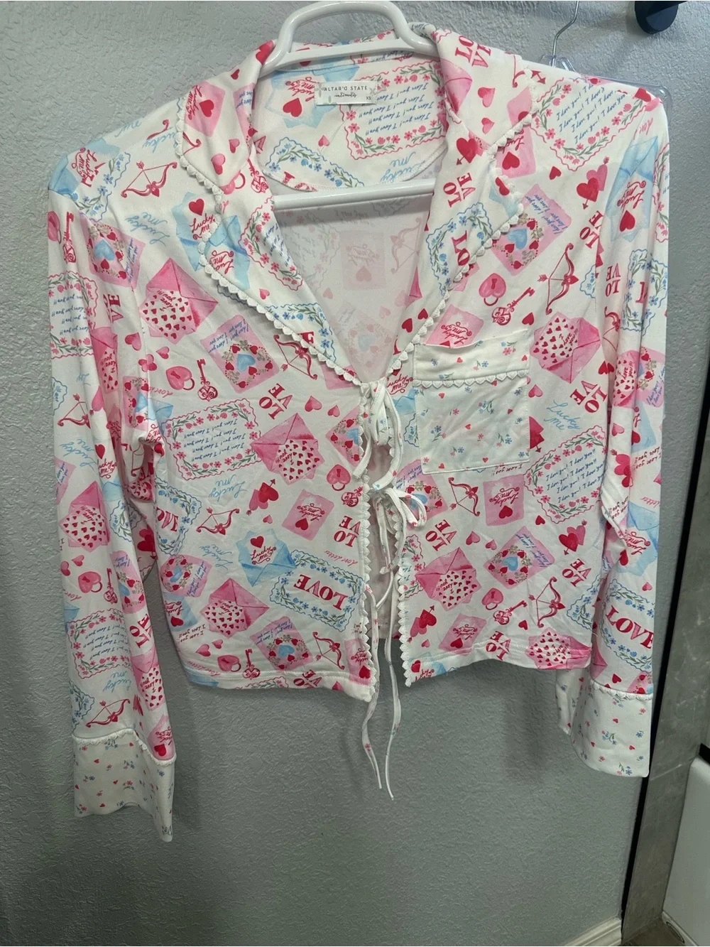 Altar'd State Pink & Blue 'Love' Heart Print Girls' Pajama Bottoms